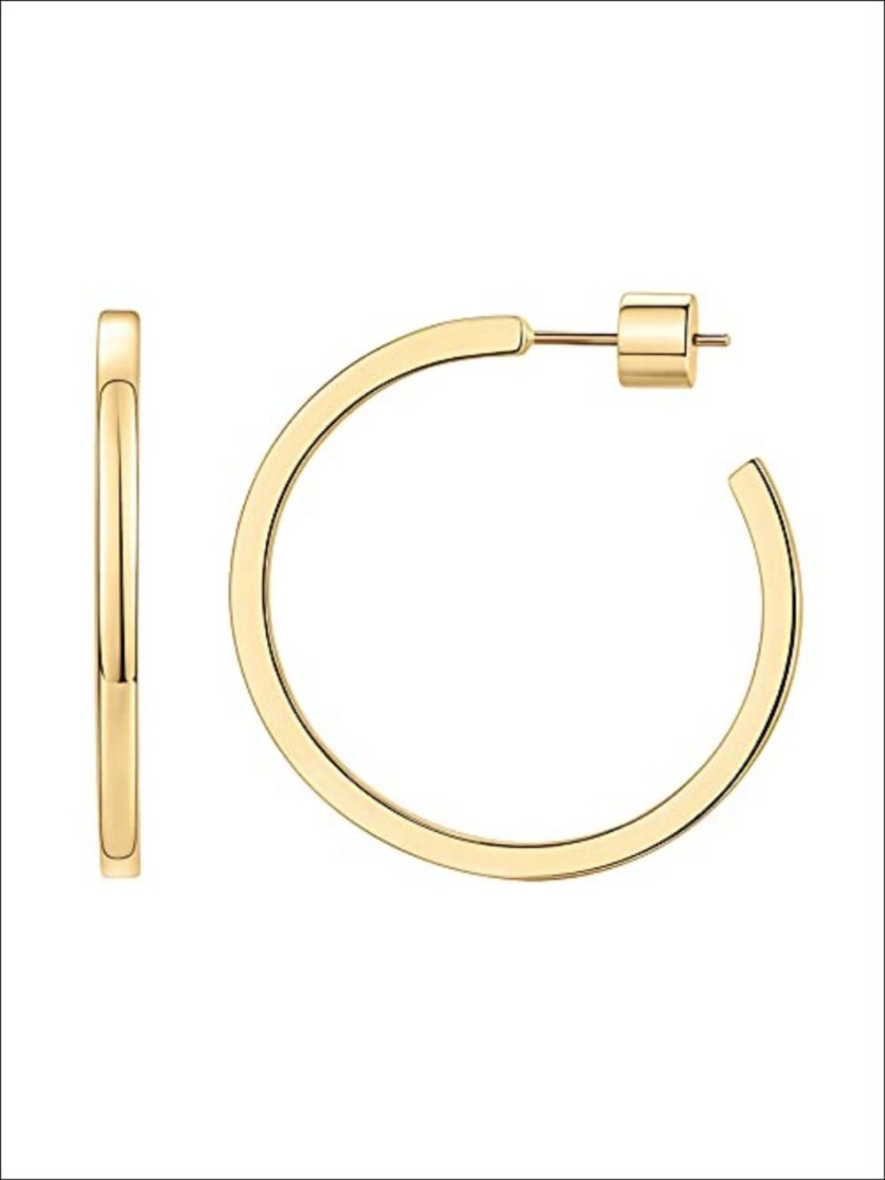 14K Gold Plated Thin Square Edge Open Hoop Earrings for Women Hypoallergenic